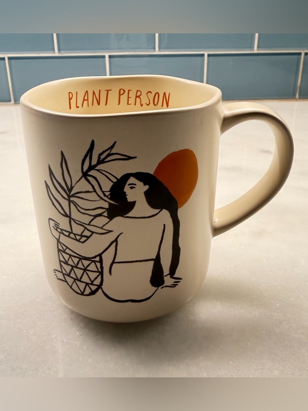 Opalhouse Target Plant Person Stoneware Mug Woman Plants Boho Coffee Cup 4.25”